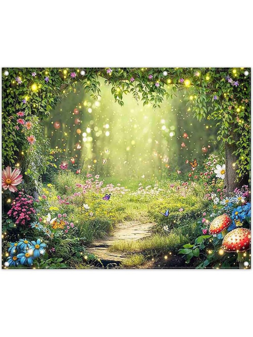 10x8ft Enchanted Forest Photography Backdrop Fairy Garden Banner